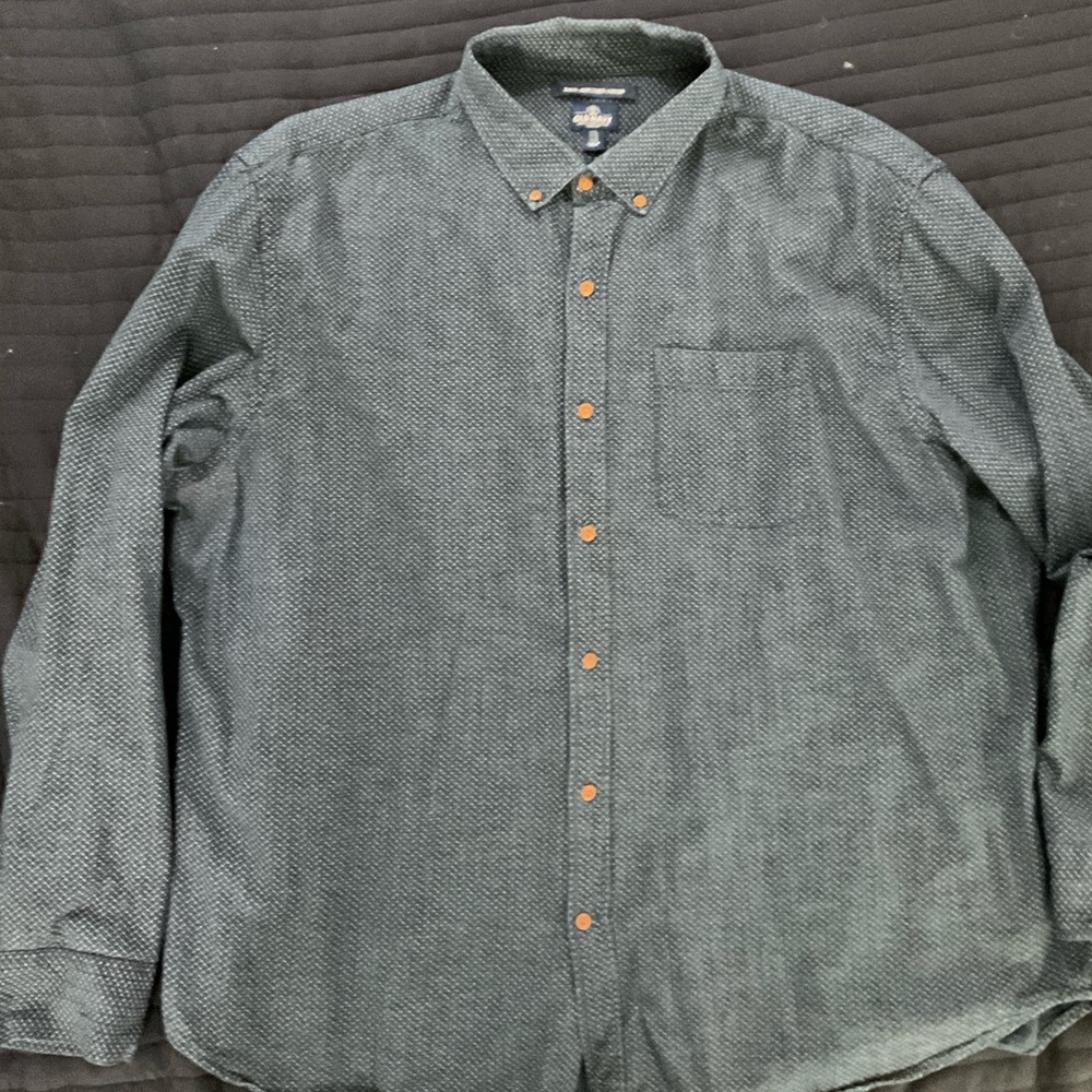 Old NAVY LONG SLEEVE DARK BLUE BUTTON DOWN SKIM FIT SZ 3XL USED